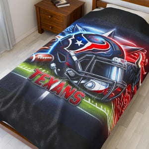 Manta de felpa de terciopelo del equipo de fútbol de Houston (152 x 203 cm), acogedora manta deportiva, decoración para el día del partido, regalo para fanáticos, suave y afelpada.