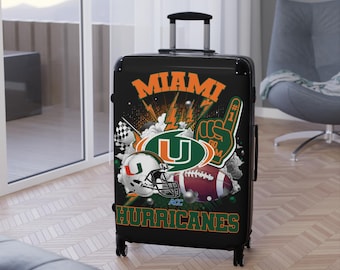 Maleta de viaje de los Miami Hurricanes / Deportes, decoración para el día del partido, regalo para aficionados, equipaje de viaje, escapadas deportivas
