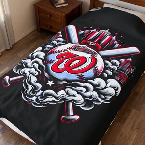 Washington Baseball 60x80 Nationals Velveteen Blanket - Cozy Sports Throw, Game Day Decor, Fan Gift, Soft Plush Cover