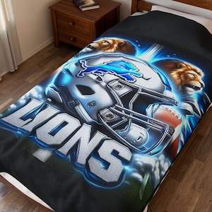 Detroit Football Velveteen Plush Blanket - 60x80 , Cozy Sports Throw, Game Day Decor, Fan Gift, Soft Plush Cover