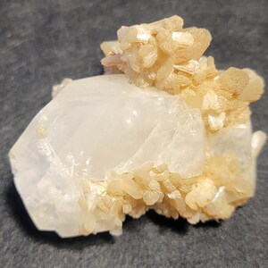 Stilbite on Calcite - Prospect Park Quarry, Sussex Co, New Jersey