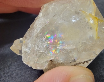 ハーキマーダイヤモンド型水晶 - 両端にセピオライトが入った