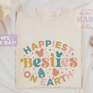 Happiest Besties On Earth DisneyShirt, Theme park Shirt , Mouse Shirt Trip, Matching WDW Family Shirts, Cute  Custom Park Shirt