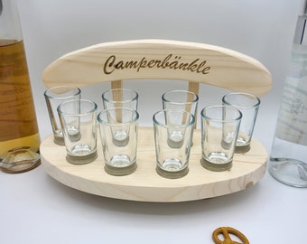 Camper bench with 2 to 8 glasses.