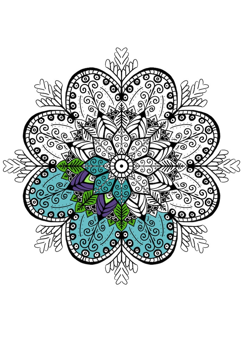 Flower Mandala Printable Coloring Page - Etsy