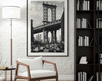 Black and White New York Wall Art, New York Poster, Minimalist Home Decor, City Landmark Prints