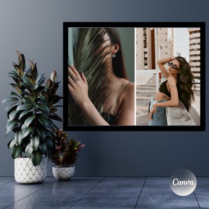 Photo Collage Template 2 Pictures, Mother&#39;s Day, Birthday, Dady, Family, Wedding Personalized Photo Collage, Editable Photo Grid, Printable