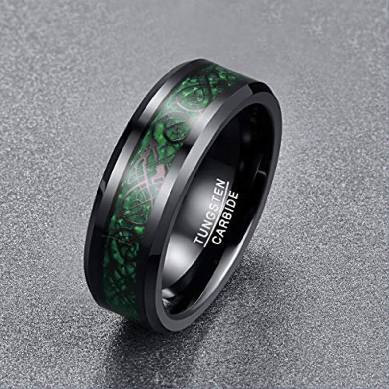 8MM Dragon Pattern Tungsten Ring Tungsten Carbide Ring, Celtic Tungsten