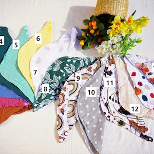 30x30cm Adjustable 100% Cotton Muslin Bandana Infinity Bibs | Dribble Burp Cloth | Unisex Newborn gift | Baby Shower gift | Sustainable