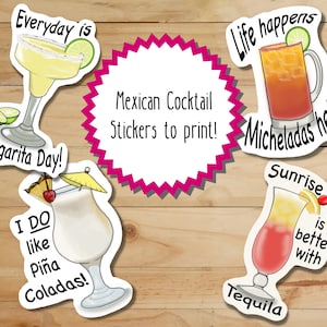 Mexican Cocktails Digital Stickers png svg, laptop stickers, Digital Planner Stickers, Alcohol Drinks, Digital Drinks Stickers