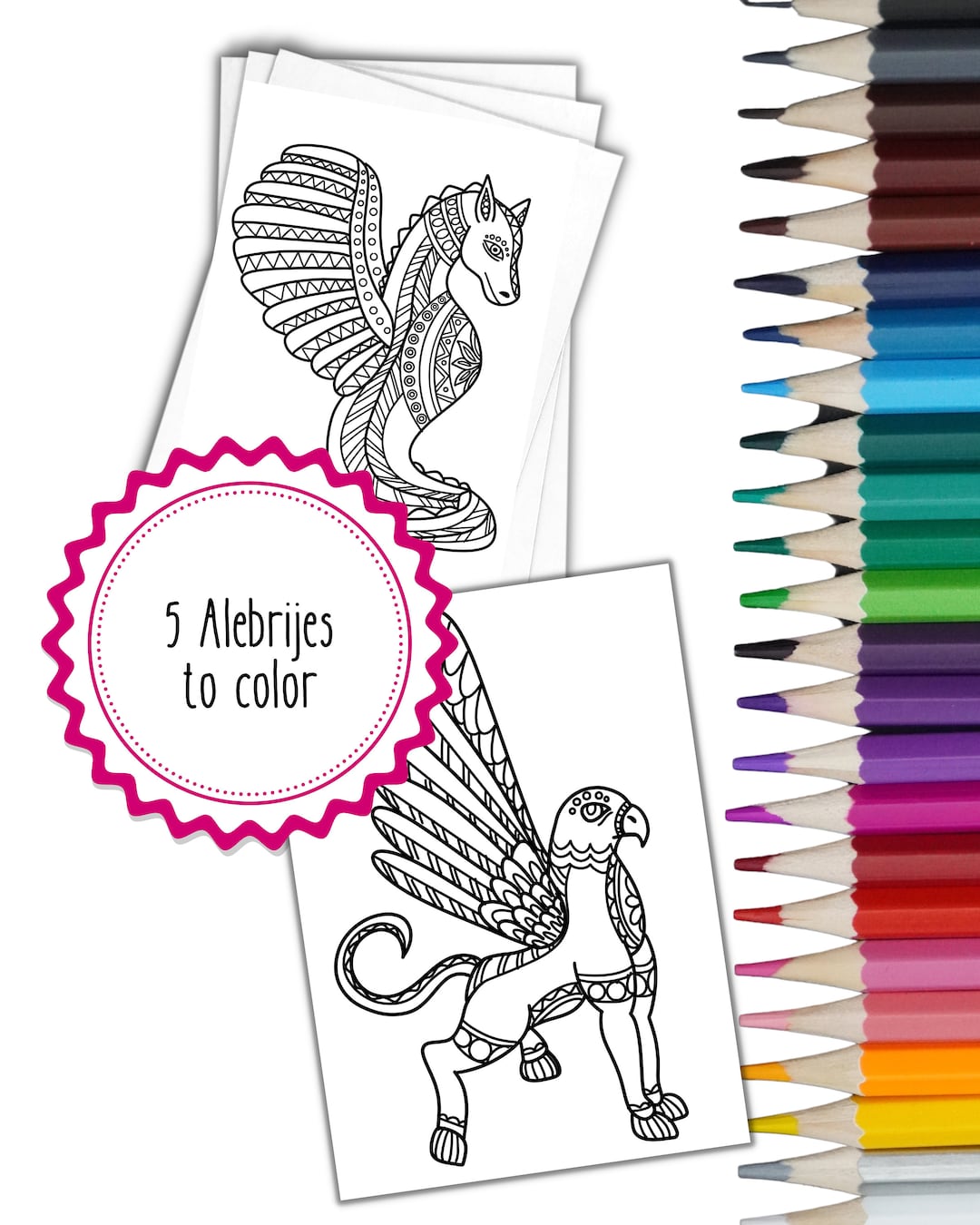 Alebrije Coloring Pages Mexican Alebrijes Coloring Pages - Etsy New Zealand