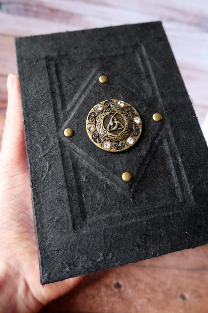 Handmade Celtic Black Notebook with Celtic Ring image 10