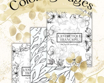 5 Flower Coloring Pages/ Color Pages/ Printable/Flowers