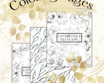5 Flower Coloring Pages/ Color Pages/ Printable/Flowers