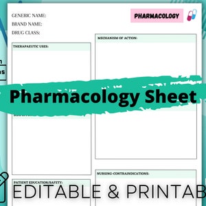 Pharmacology Template Pharmacology Sheet Nursing Notes Nursing Pharmacology Pharmacology Pharmacology Guide Pharmacy Notes PDF