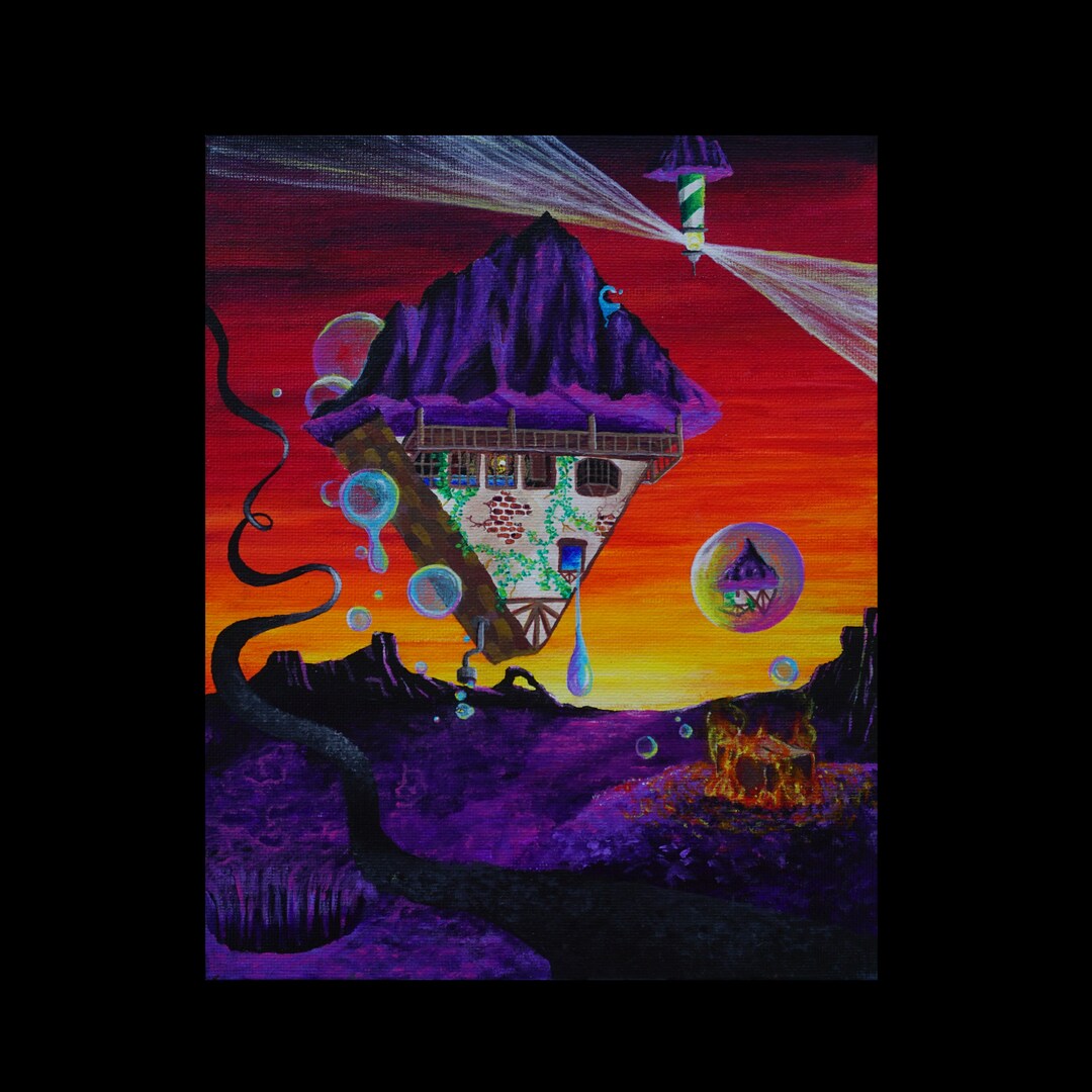 Purple Town Original Art Print Etsy