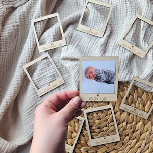 Meilensteinkarten Baby | Mein erstes Jahr | Meilensteine aus Holz | Meilensteine Polaroid | Meilensteinkarten Set | Foto Requisiten Baby