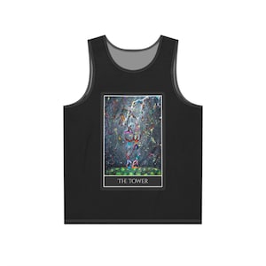 The Tower Tarot Card-tanktop - Ideaal voor festivals, zomerkleding, spirituele kleding, T-shirts, uniek cadeau