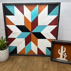 Handmade Barn Quilt, Wood Crafted, Framed Barn Quilt, Distressed Barn Quilt, Hand-Cut Barn Quilt, Aztec, Desert Decor, Boho Barn Quilt