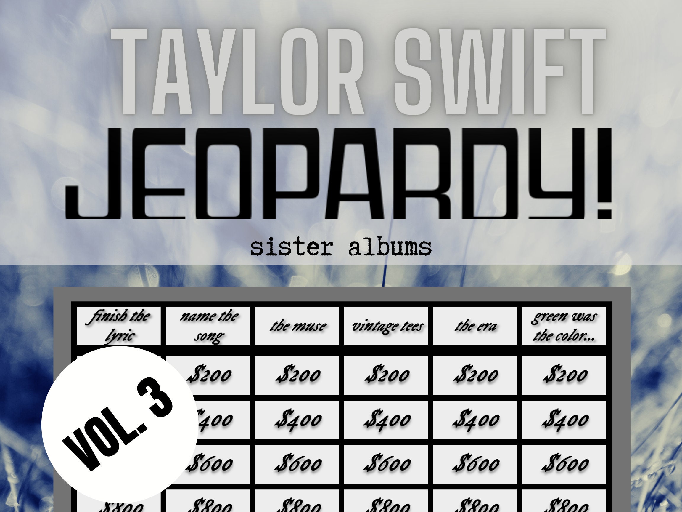 Taylor Swift Jeopardy: Love's a Game, Wanna Play 