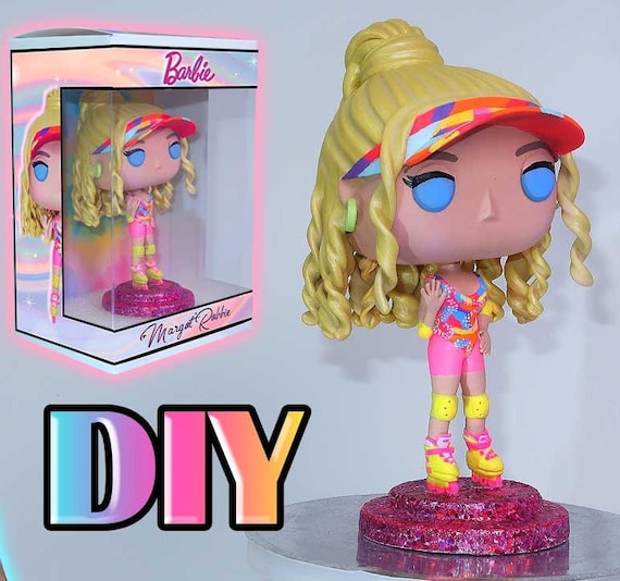 OOAK 100% Handmade Funko Pop Style 3D Figure of Barbie With Skates 