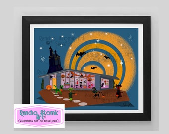 Mid Century Halloween Print - Etsy