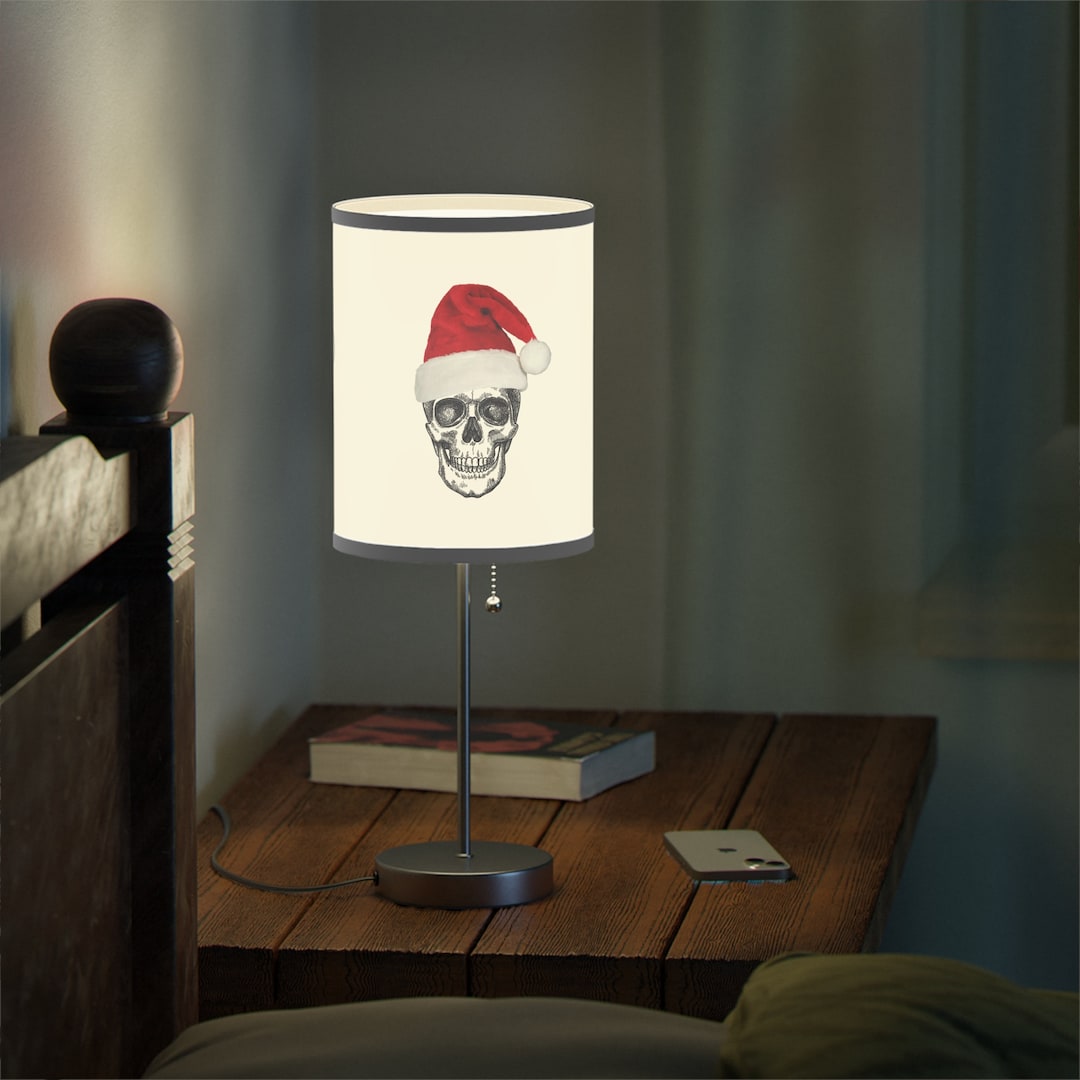 Santa Skull Side Table Lamp Christmas Lamp Christmas Table Etsy