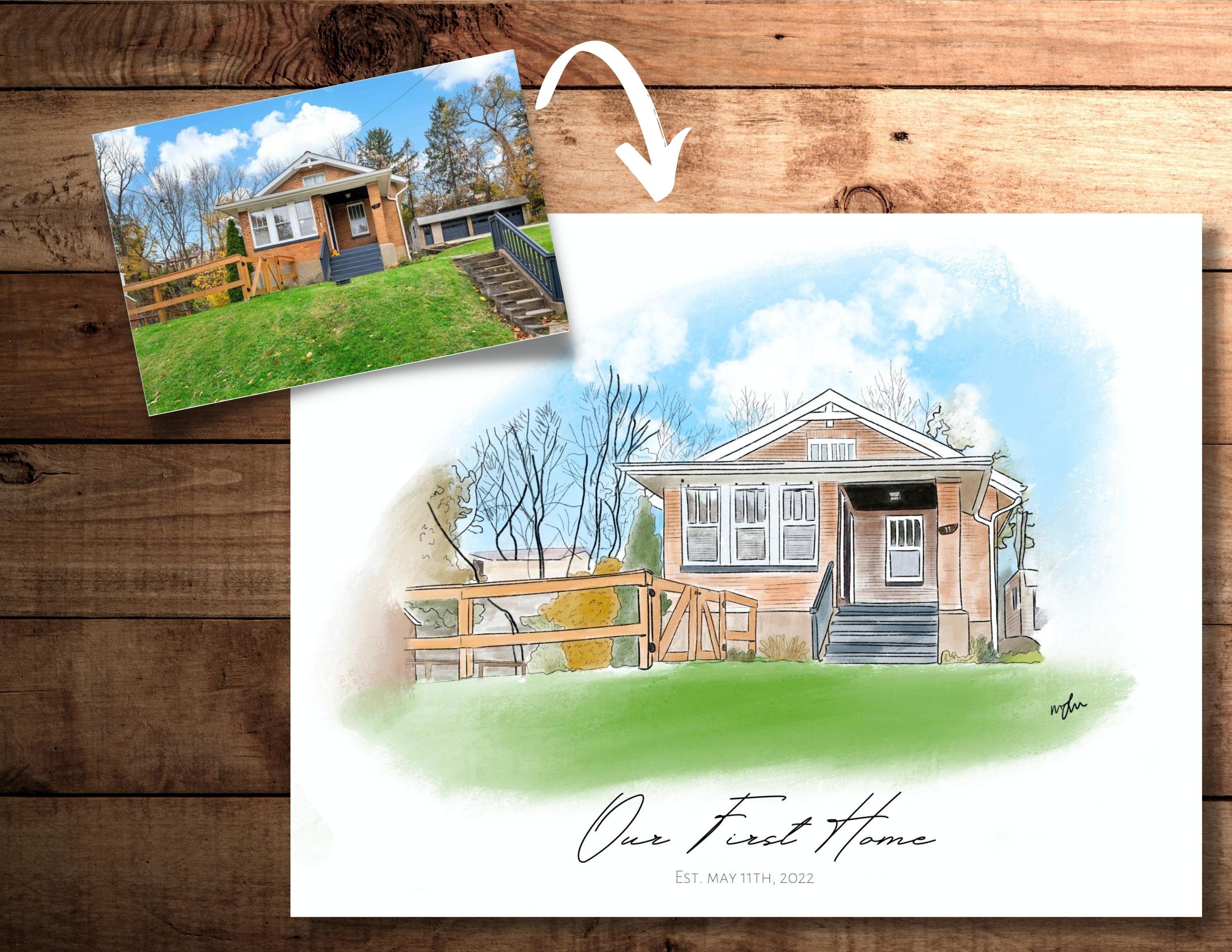 Custom Watercolor House Portrait Digital Print New Home Gift - Etsy