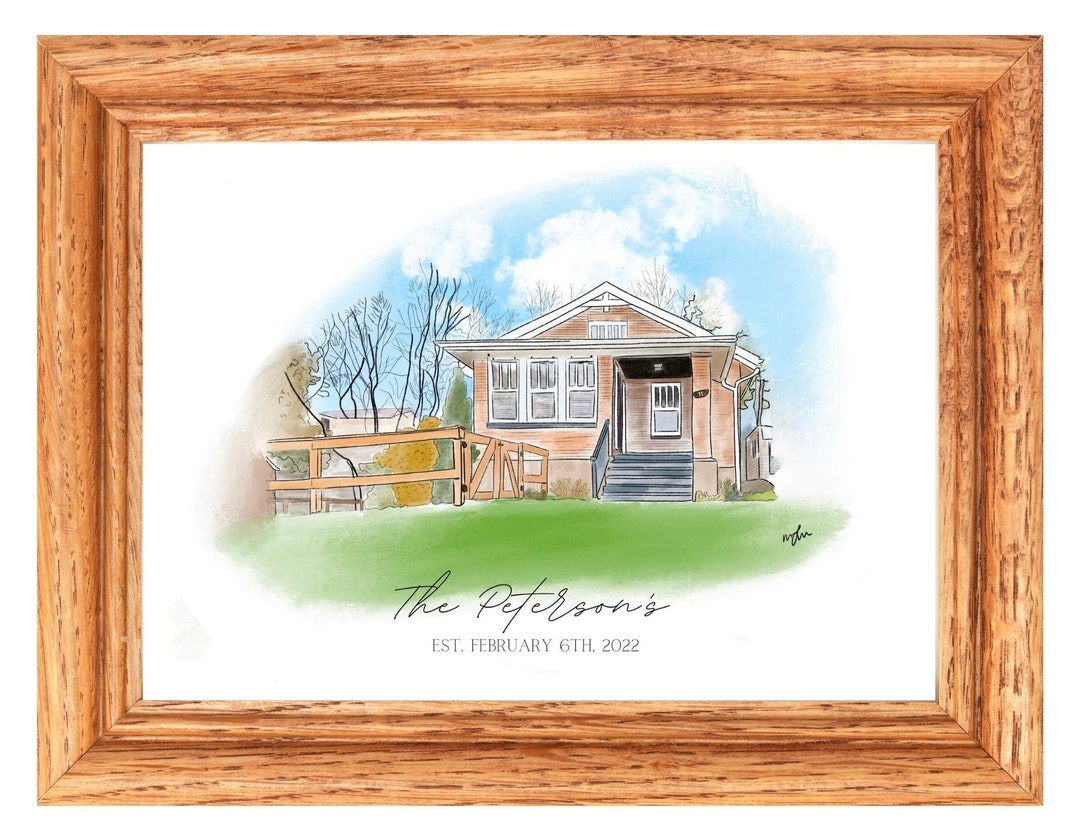 Custom Watercolor House Portrait Digital Print New Home Gift - Etsy