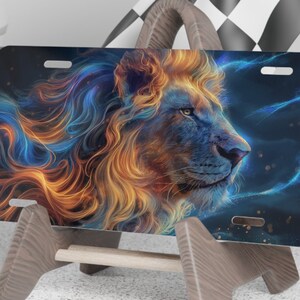 Lion License Plate, Custom Car Tags, Astrologer Gifted Auto Accessory, Decorative Lion Astrological Gift