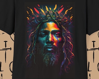 African American Jesus T-Shirt, Urban Abstract Art Christian Streetwear