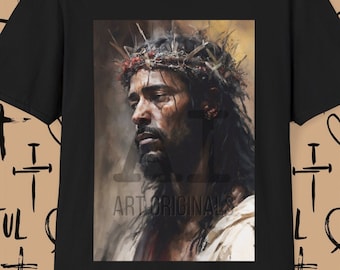 African American Art Christian Streetwear T-Shirt, Jesus Shirt, Adult Baptism Gift for Christian Friend