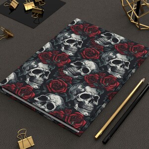 Memento Mori Journal, Skull Roses Gothic Art Aesthetic Notebook for Writing