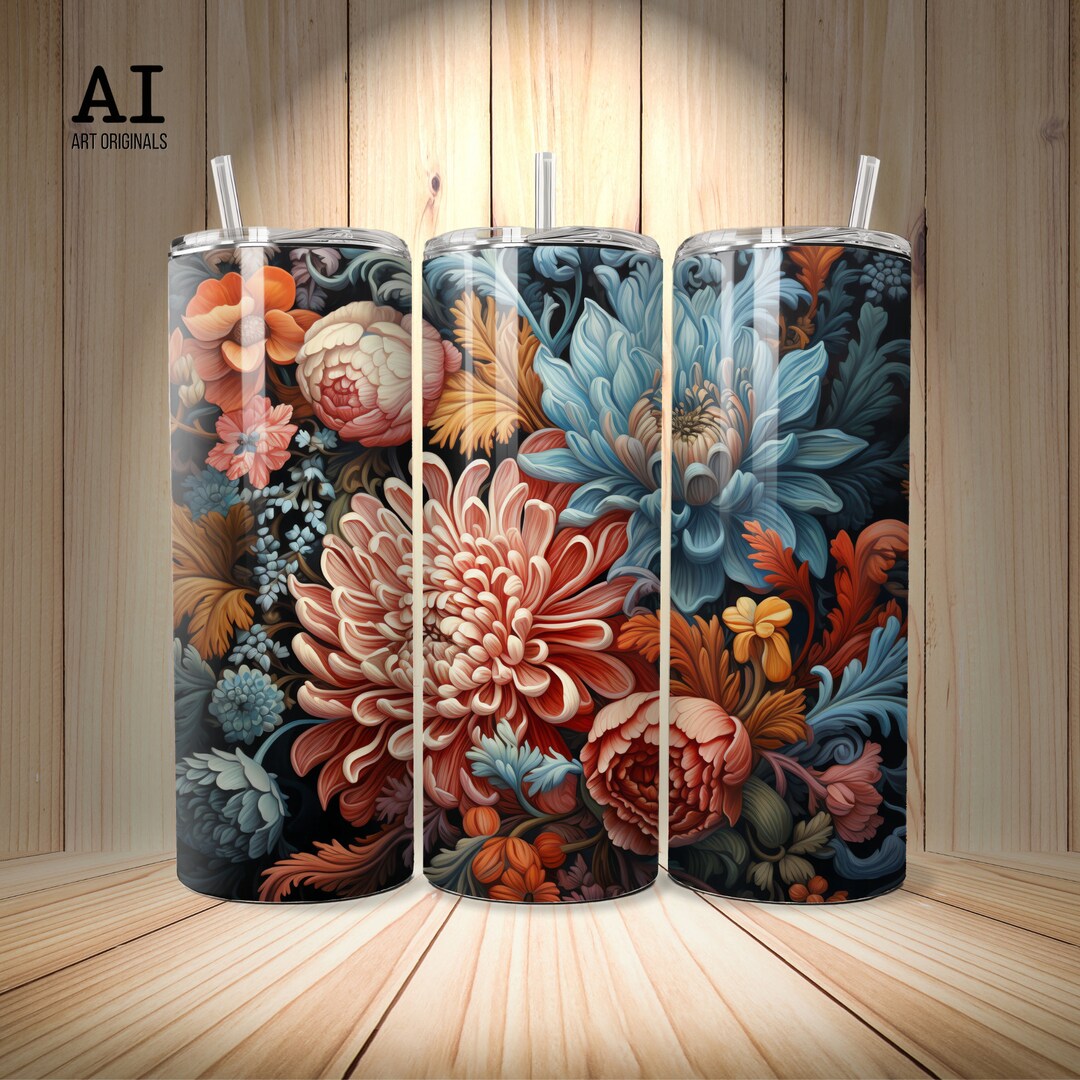 3D Floral Tumbler Wrap 20 Oz Skinny Tumbler Sublimation - Etsy