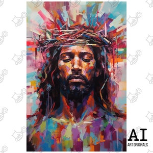 African American Art Jesus Painting, Digital DOWNLOAD AI Wall Art Printable