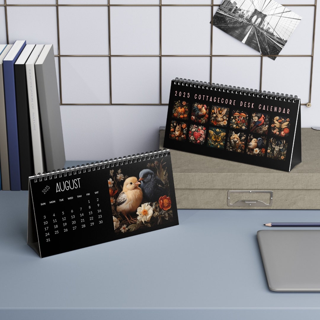 2025 Desk Calendar Cottagecore Art Office Cubicle Decoration, 12 Month ...