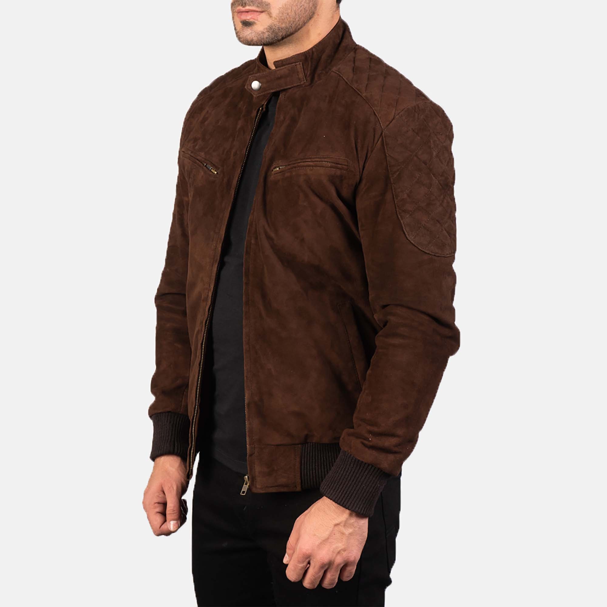 Sven Men's Dark Brown Suede Leather Bomber Jacket Black - Etsy