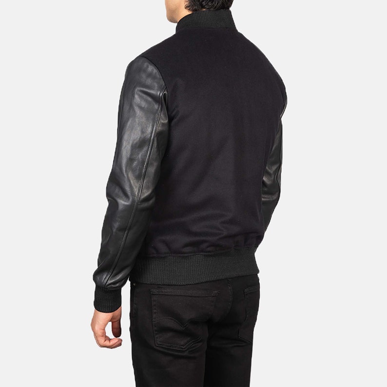 Vaxton Hybird Varsity Jacket for Men Handmade Black and - Etsy