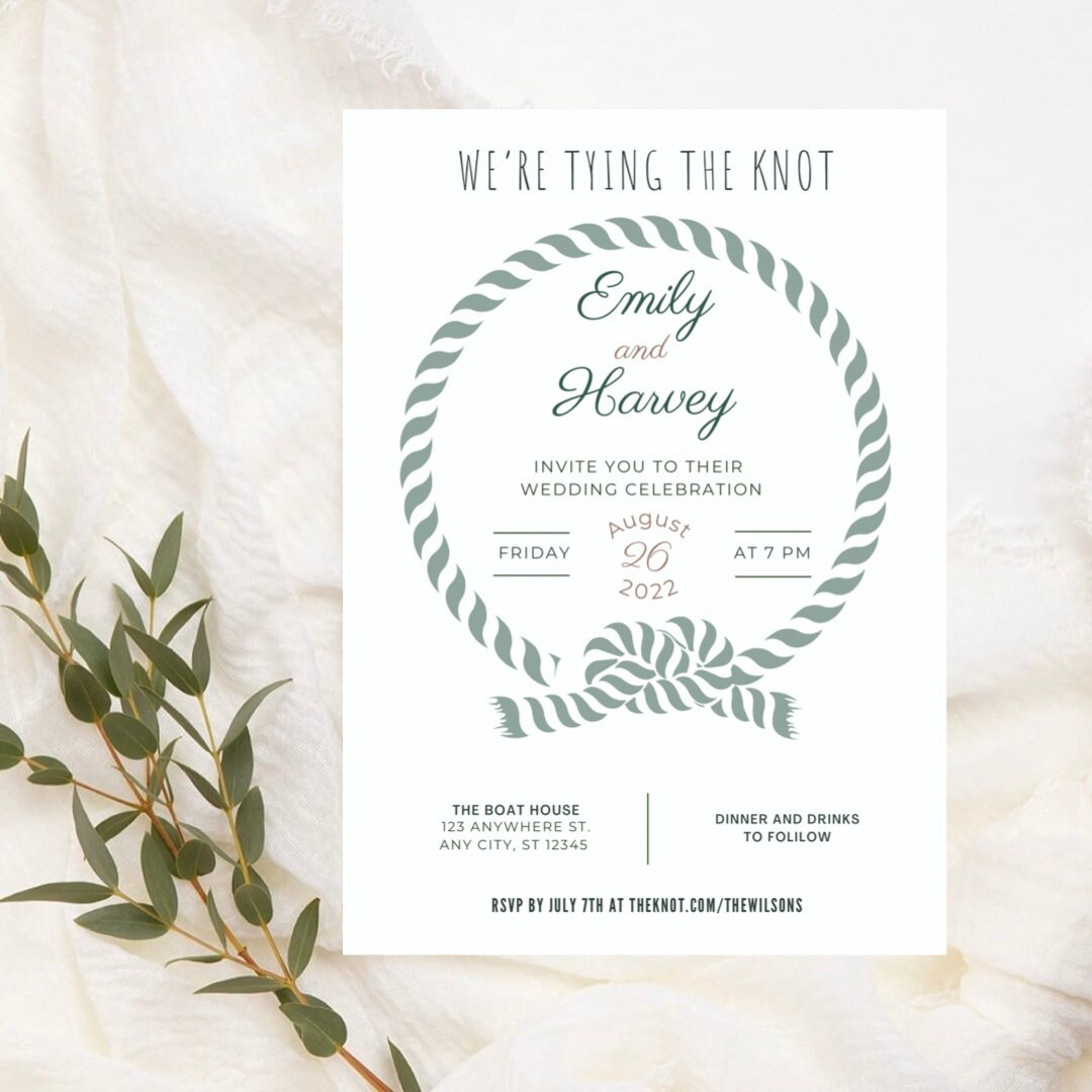 Tie the Knot Digital Invitation Wedding Invitation Digital Wedding