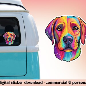 Rainbow Labrador Retriever Digital Sticker Design | Printable Sticker | Digital Sticker Download | Dog Sticker | Lab Sticker | Printables