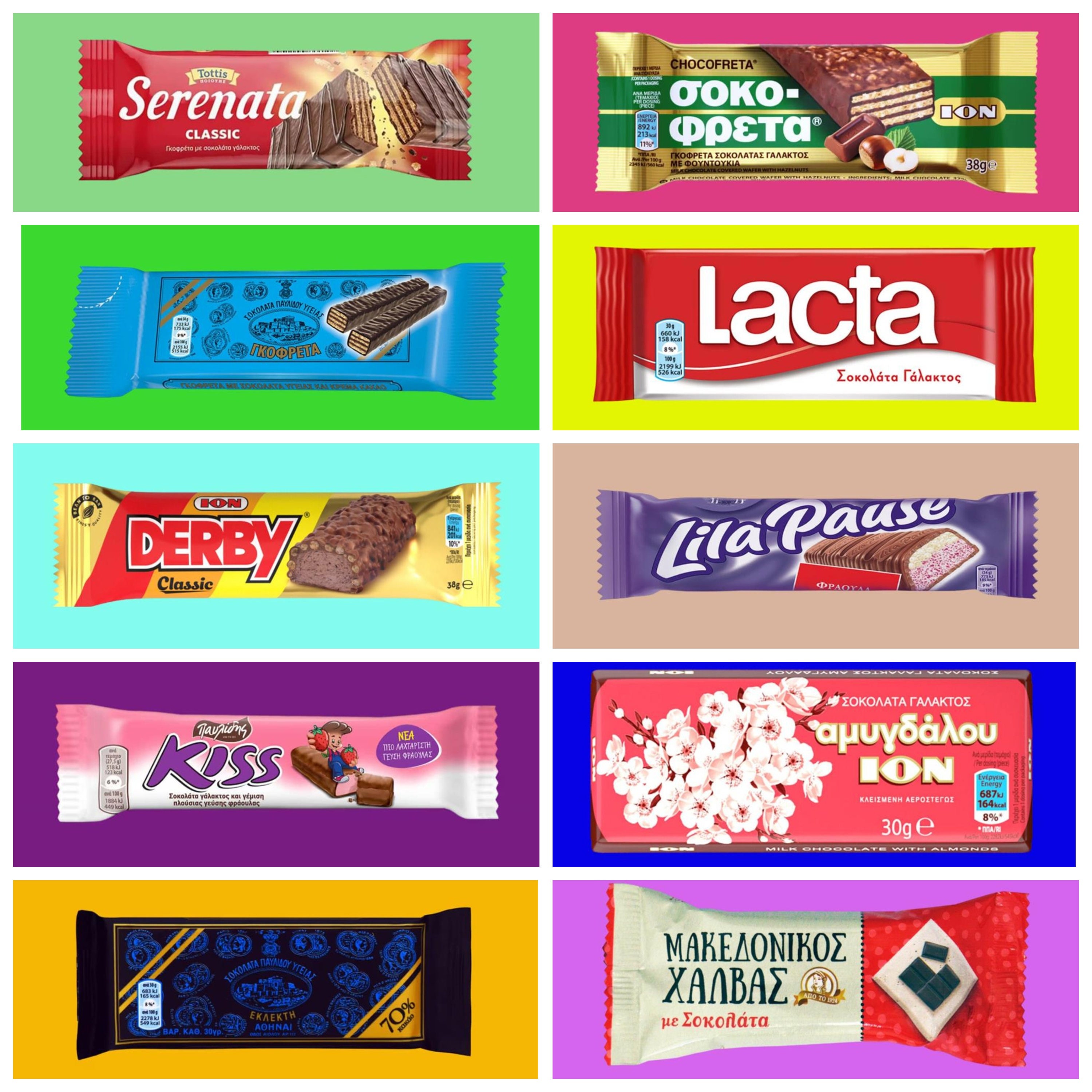 Pavlidis Kiss Greek Chocolate Bar - Milk & Strawberry (9 X 27.5g / 0.97oz) Free Shipping