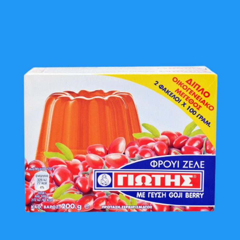 Greek Fruit Jelly Powder, 10 Flavors, Family Size, 4 X 100 G 3.53 Oz