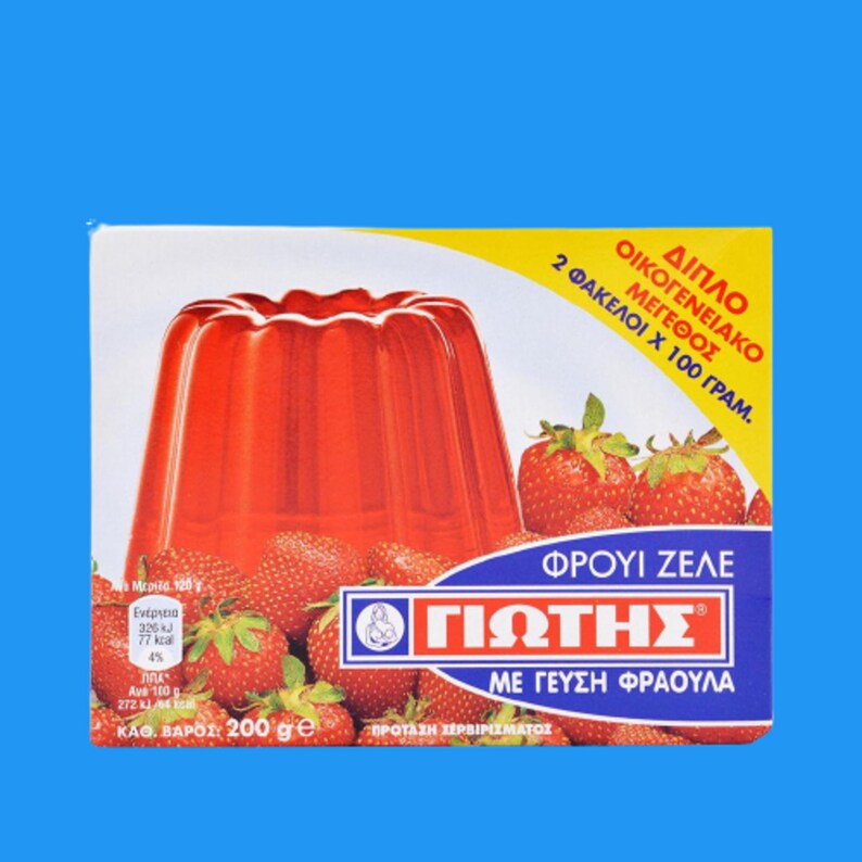 Greek Fruit Jelly Powder, 10 Flavors, Family Size, 4 X 100 G 3.53 Oz