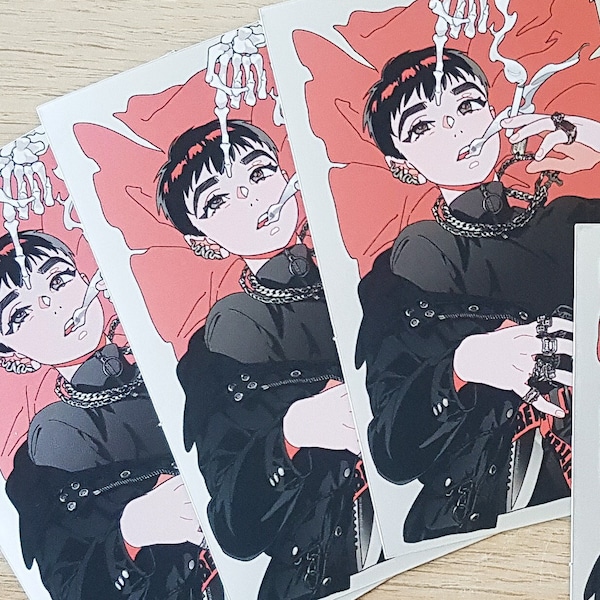 Goth Anime Boy Sticker | Waterproof Decal