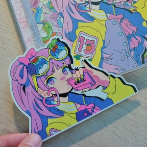 Pegatina de Moe Shop / Anime Future Funk Kawaii Estética / Calcomanía resistente a la intemperie Anime Peeker Waifu