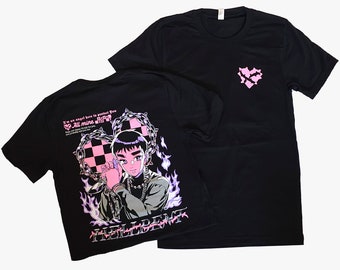 Black Anime T-shirt | Grunge Goth Tee | Yandere Boy |