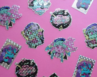 Prismatic Sticker Pack | Laptop Decal | Original Anime Holographic Sticker Set | Anime Car Decal | 90s 80s Retro Anime Slap