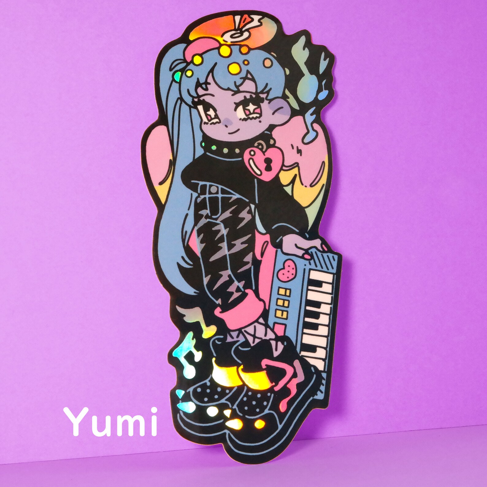 Aesthetic Anime Girl Sticker Colorful Moe Holographic Etsy