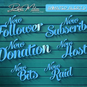 Animierte Blaue Warnungen Follower, Abonnenten, Donation, Host, Bits und Raid Warnungen in Wunderschönem Blau mit transparentem Hintergrund.