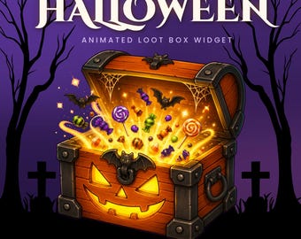 Widget Twitch Halloween Blind Box, boîte à butin animée pour StreamElements et OBS, alerte de points de chaîne et d'abonnements, jeu à collectionner